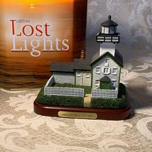 Lefton Lost Lights Admiralty Head Lighthouse 1861 Figurine - Green and White